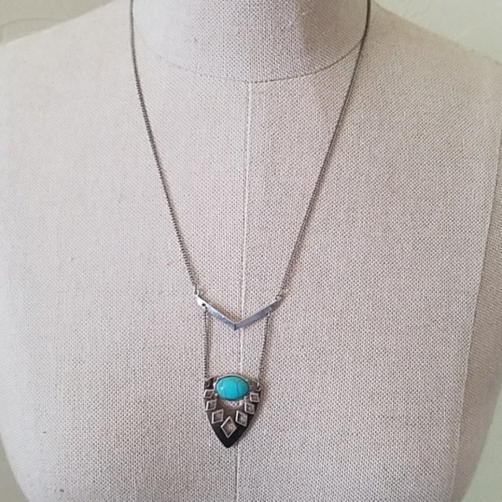 Antiqued Turquoise Arrowhead Style Necklace